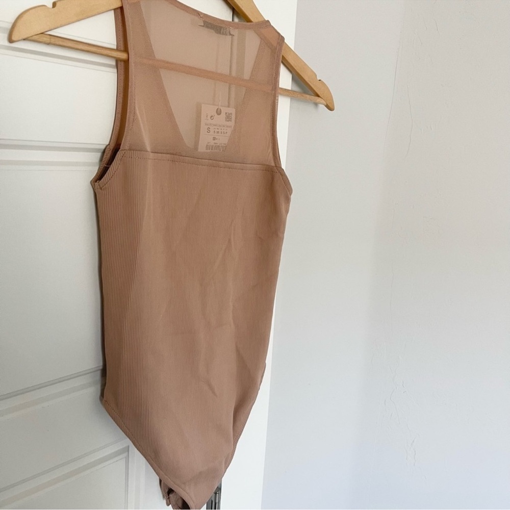 Zara Beige Tulle Bodysuit - Picture 9 of 9